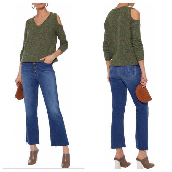 Rebecca Minkoff Cold Shoulder Sweater in Green - Picture 1 of 4